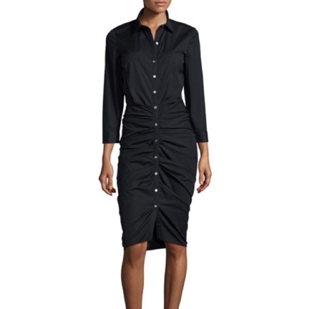 $495 Veronica Beard Ruched Button Front Dress - 0